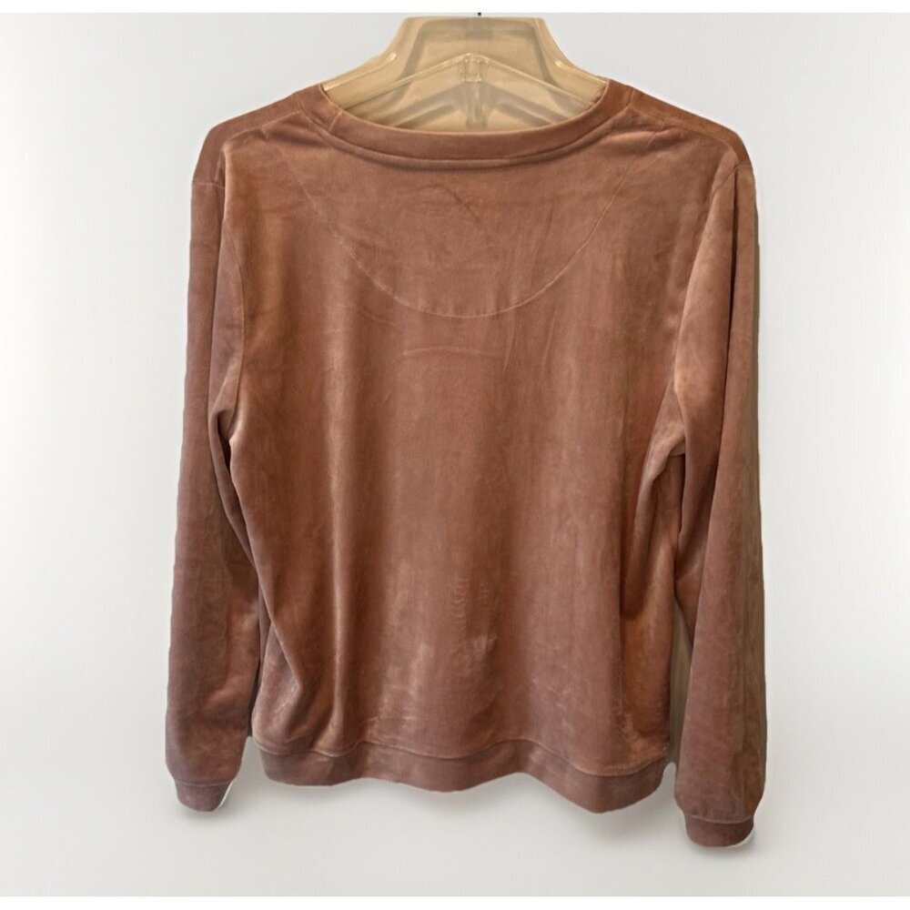 Juicy Couture Embellished Velour Sleep Lounge Wear Long Sleeve Top Sz L Cozy - Picture 4 of 9